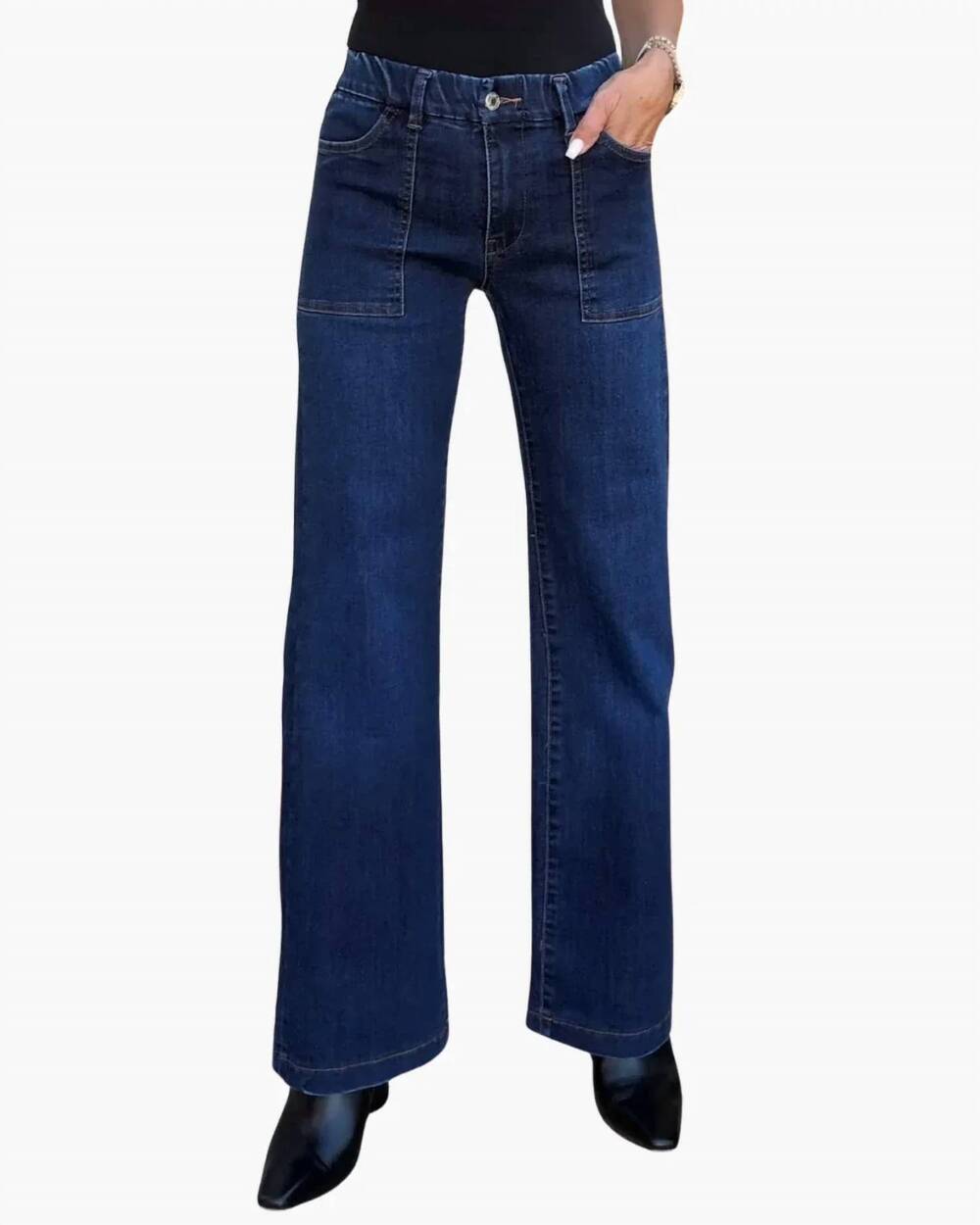 NEW BEVY FLOG women's romi flared leg jeans in medium denim